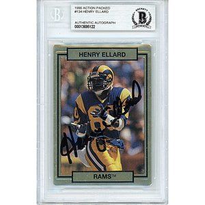 Henry Ellard Signed LA Rams 1990 Action Packed Football Card Beckett Autographed